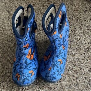 Kids Blue and Orange Dino  Bogs Waterproof Boots